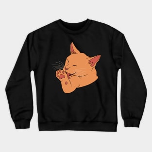 Orange Ginger Cat Licking their Toe Beans Crewneck Sweatshirt